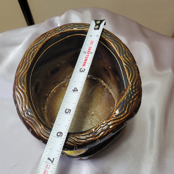 Rare Piece Vintage Handmade Decorative Bowl Signed Ceramic Pottery Blue Red Etc - Picture 11 of 11